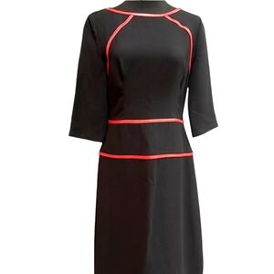 EUC PRADA Leather Accented Bateau Neckline Knee Length Dress Authentic